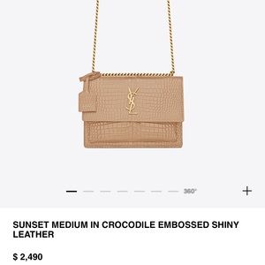SUNSET MEDIUM IN CROCODILE EMBOSSED SHINY LEATHER